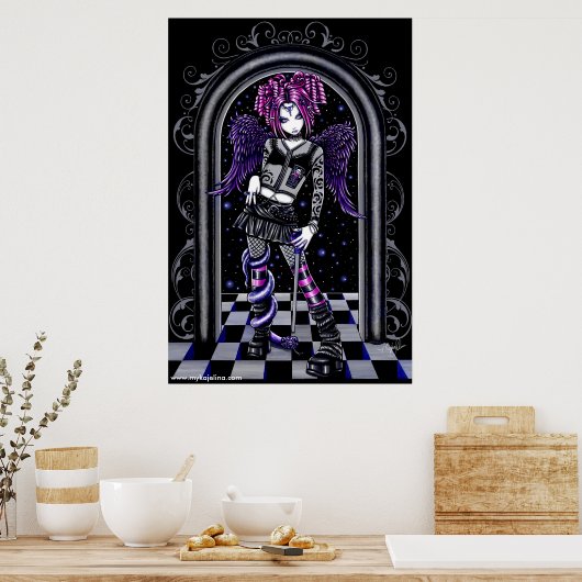 ナターシャゴシックピンクのタトゥーエンジェルのポスター ポスター (キッチン)