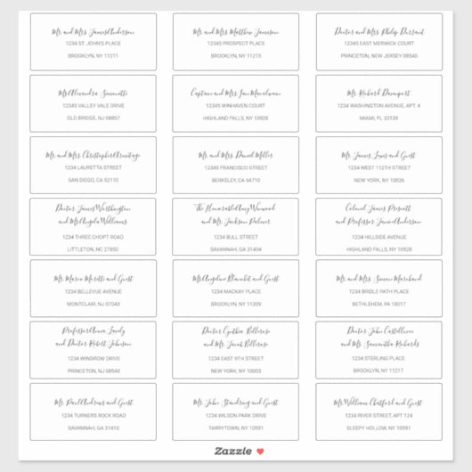 ナターシャシンプル白黒ゲスト住所 シール (シート)