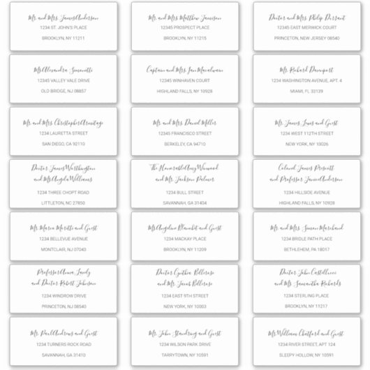 ナターシャシンプル白黒ゲスト住所 シール (正面)