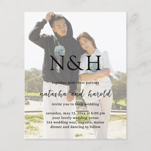 ナターシャフォトモノグラムモダン結婚式招待状 (正面)
