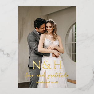 ナターシャモダンモノグ結婚ラムサンキューカード 箔招待状