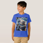ナターシャ・アメリカによるアメリカ国旗を持つトラック Tシャツ (正面フル)