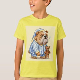 ナターシャ・アメリカの友人と眠いブルドッグ Tシャツ