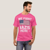 ナチスと戦う – アメリカ動揺して国旗 Tシャツ (正面フル)