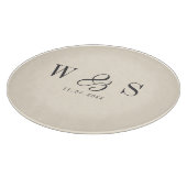 ナチュラエレガントルクリーム結婚イニシャルカップル カッティングボード (角)