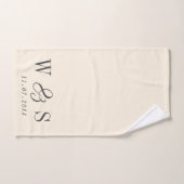 ナチュラエレガントルクリーム結婚イニシャルカップル バスタオルセット (ハンドタオル)