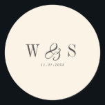 ナチュラエレガントルクリーム結婚イニシャルカップル ラウンドシール<br><div class="desc">エレガント天然クリー結婚ムイニシャル夫婦</div>