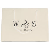 ナチュラエレガントルクリーム結婚イニシャルカップル ラージペーパーバッグ (正面)