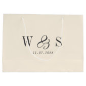 ナチュラエレガントルクリーム結婚イニシャルカップル ラージペーパーバッグ (裏面)