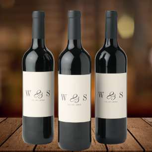 ナチュラエレガントルクリーム結婚イニシャルカップル ワインラベル