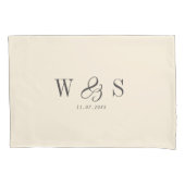 ナチュラエレガントルクリーム結婚イニシャルカップル 枕カバー (正面)