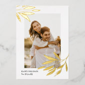 ナチュラオーガニックル・クリス結婚マスの写真金ゴールド 箔シーズンカード (正面)