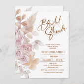 ナチュラモダンントーンズボホフローラブライダルシャワー 招待状 (正面/裏面)