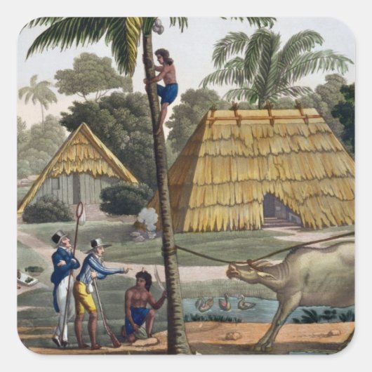 ナチュラリストはKupang, Timor, pの近くの先住民に質問 スクエアシール (正面)