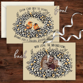 ナチュラルでクラシックな鳥の巣ファミリー写真 シーズンカード