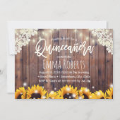 ナチュラルなひまわりとストリングライトのキンセアニエラ 招待状 (正面)