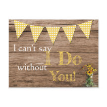 ナチュラルなひまわりとチェック柄の花嫁の友人への招待状