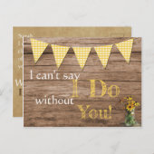 ナチュラルなひまわりとチェック柄の花嫁の招待状 インビテーションポストカード (正面/裏面)