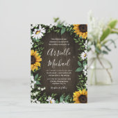 ナチュラルなひまわりとベイビーズブレスのウェディング招待状 招待状 (スタンド正面)