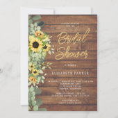 ナチュラルなひまわりとユーカリの木のウェディングシャワー 招待状 (正面)