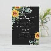 ナチュラルなひまわりとユーカリの葉のウェディング 招待状 (スタンド正面)