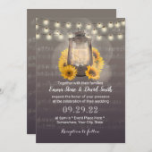 ナチュラルなひまわりとランタン ヴィンテージ ミュージック ウェディング 招待状 (正面/裏面)