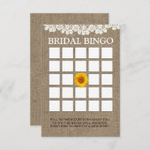 ナチュラルなひまわりとリネン素材のウェディングシャワー ビンゴカード (正面/裏面)