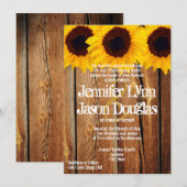 ナチュラルなひまわりと古材の結婚式招待状 招待状 (正面/裏面)