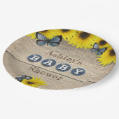 ナチュラルなひまわりと蝶のベビーシャワー ペーパープレート (アングル)