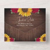 ナチュラルなひまわりと赤いバラのウェディングデザイン ストリングライト オールインワン招待状 (裏面)