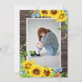 ナチュラルなひまわりのライト 写真  バーチャル卒業式 招待状 (裏面)