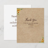 ナチュラルなひまわりの感謝カード サンキューカード (正面/裏面)