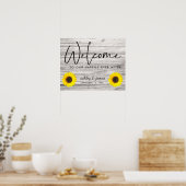 ナチュラルなひまわりの木目調ウェディング ウェルカムサイン ポスター (キッチン)