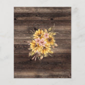 ナチュラルなひまわりの木製ウェディングシャワー招待状 (裏面)
