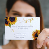 ナチュラルなひまわりウェディング エレガント RSVP エンクロージャーカード