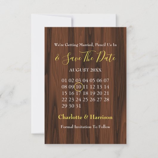 ナチュラルなひまわりカレンダー結婚式 Save The Date セーブザデート (正面)