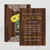 ナチュラルなひまわりカレンダー結婚式 Save The Date セーブザデート (正面/裏面)