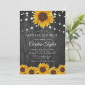 ナチュラルなひまわりストリングライト グレー ブライダルシャワー 招待状 (スタンド正面)