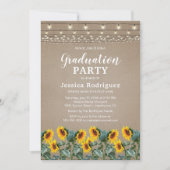 ナチュラルなひまわりストリングライト 卒業パーティー 招待状 (正面)