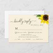 ナチュラルなひまわりデザインの出欠返信カード 出欠カード (正面/裏面)