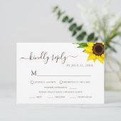 ナチュラルなひまわりデザインの出欠返信カード 出欠カード (スタンド正面)