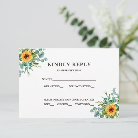 ナチュラルなひまわりデザインの秋色ウェディング招待状 招待状 (スタンド正面)