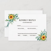 ナチュラルなひまわりデザインの秋色ウェディング招待状 招待状 (正面/裏面)