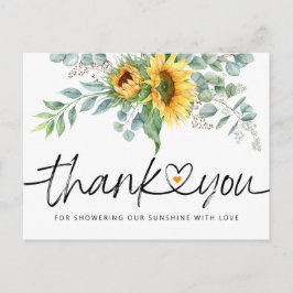 ナチュラルなひまわりユーカリのベイビーシャワー感謝カード ポストカード