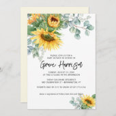 ナチュラルなひまわりユーカリグリーン ベイビーシャワー 招待状 (正面/裏面)