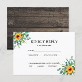 ナチュラルなひまわり出欠確認 秋の色彩 招待状