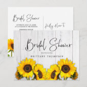 ナチュラルなひまわり木目調 ウェディングシャワー インビテーションポストカード (正面/裏面)