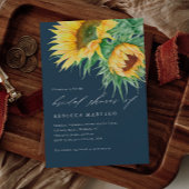 ナチュラルなひまわり水彩筆記体スタイルの結婚前お披露目パーティー 招待状