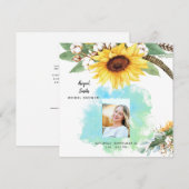 ナチュラルなひまわり ウェディング フォト スクエア 招待状 (正面/裏面)