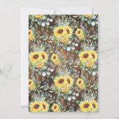 ナチュラルなひまわり カップル ウェディング シャワー 招待状 (裏面)